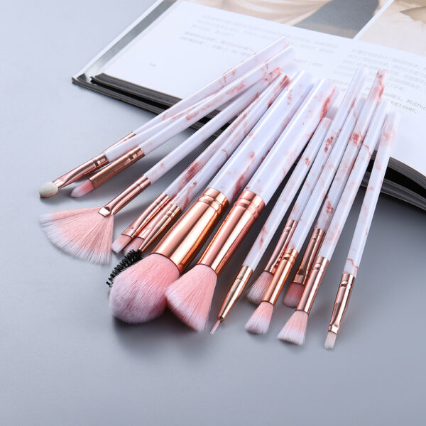 15 Marbled Design Makeup Brushes Set - Image 8