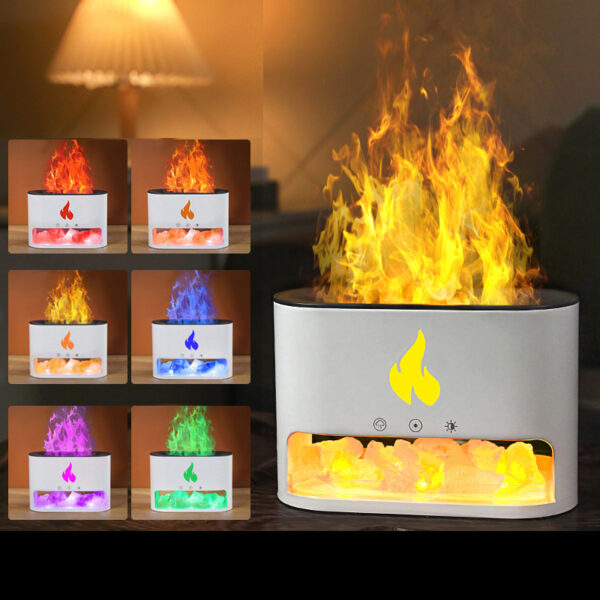 New Flame Humidifier Aromatherapy Machine Crystal Salt Stone Colorful Atmosphere Lamp Flame 3d Simulation Flame Humidifier Household Essential - Image 10